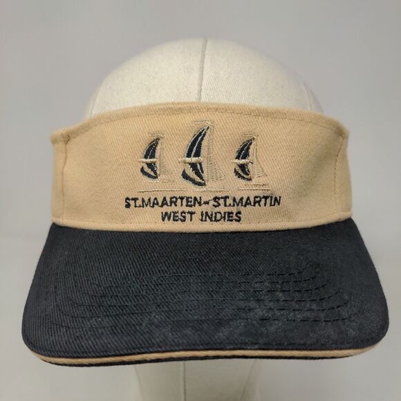 St. Maarten St. Martin West Indies Men's Strapback Sun Visor Cap Hat Tan 58CM - Picture 2 of 7
